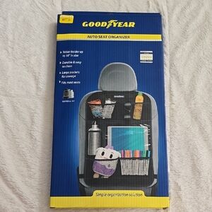 Black Car Seat Organizer with Versatile Storage by Goodyear.